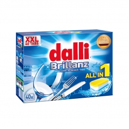 Dalli Brillanz indaplovės tabletės, All in 1, 40 vnt.